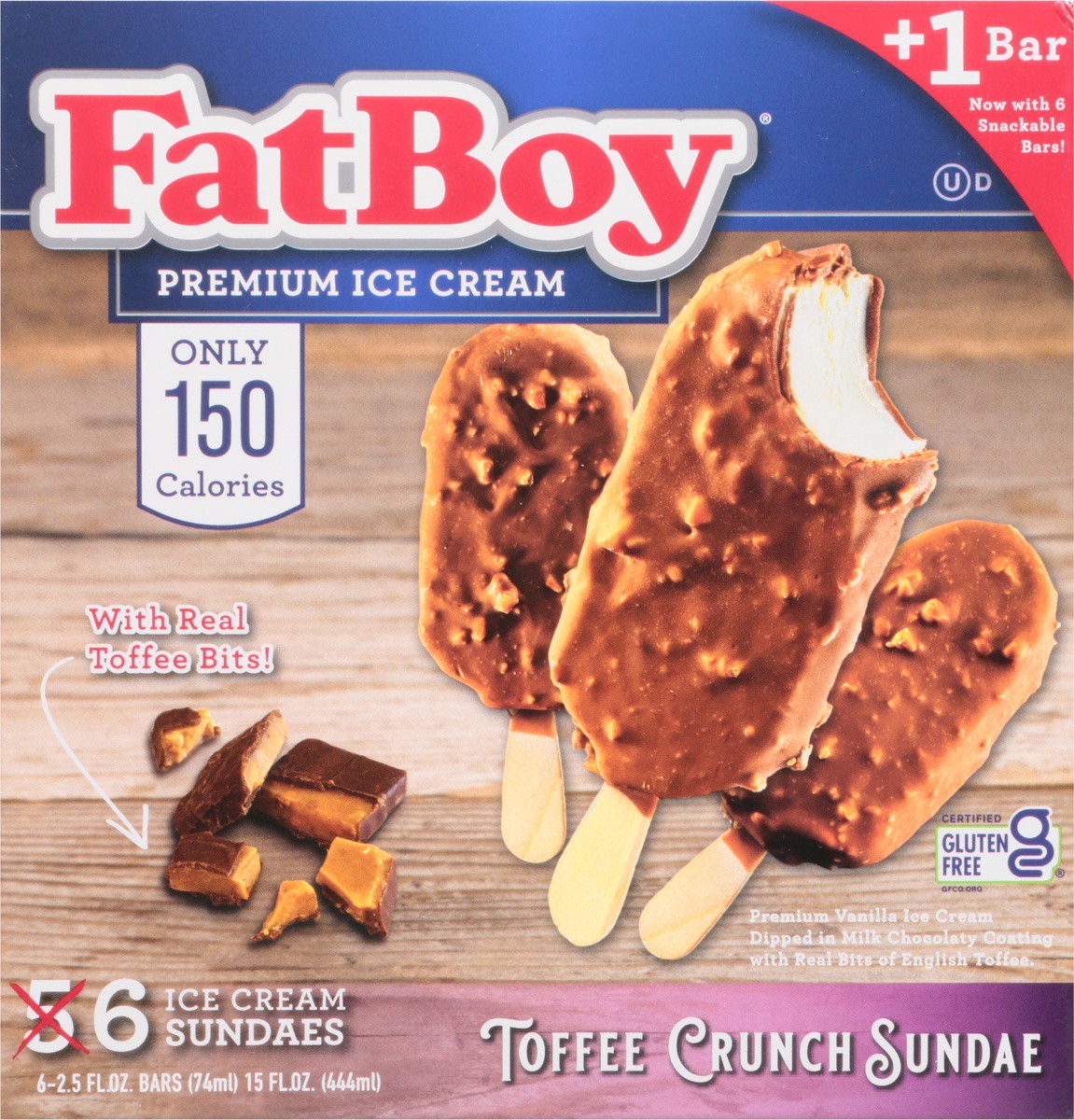 slide 2 of 9, Fat Boy Toffee Crunch Sundae Ice Cream Sundaes 6 Ea, 6 ct