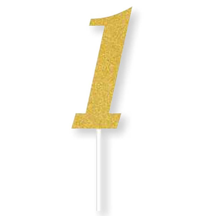 slide 1 of 1, Gold Number One Cake Topper, 1 ct