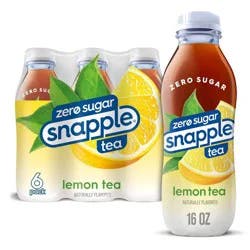 Snapple Zero Sugar Lemon Tea, 16 fl oz recycled plastic bottle, 6 pack - 6 ct - 6 ct