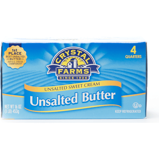 slide 1 of 1, Crystal Farms Unsalted Sweet Cream Butter, 16 oz