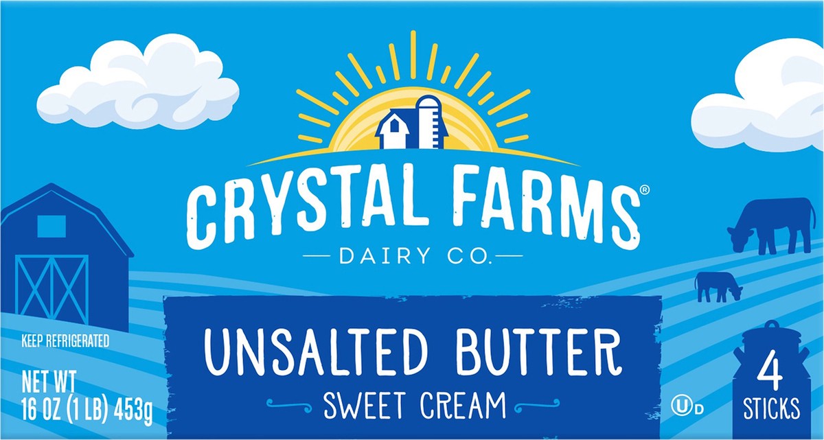 slide 6 of 8, Crystal Farms Unsalted Sweet Cream Butter, 16 oz