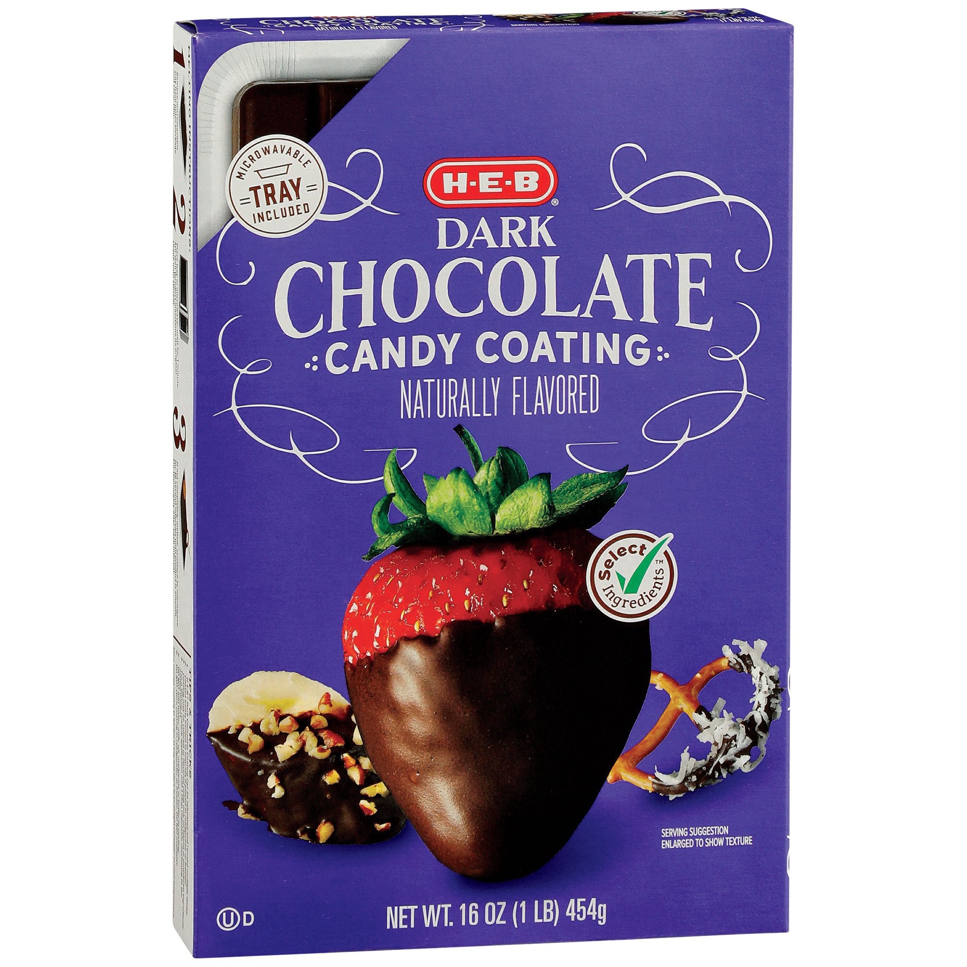 slide 1 of 1, H-E-B Dark Chocolate Candy Coating, 16 oz