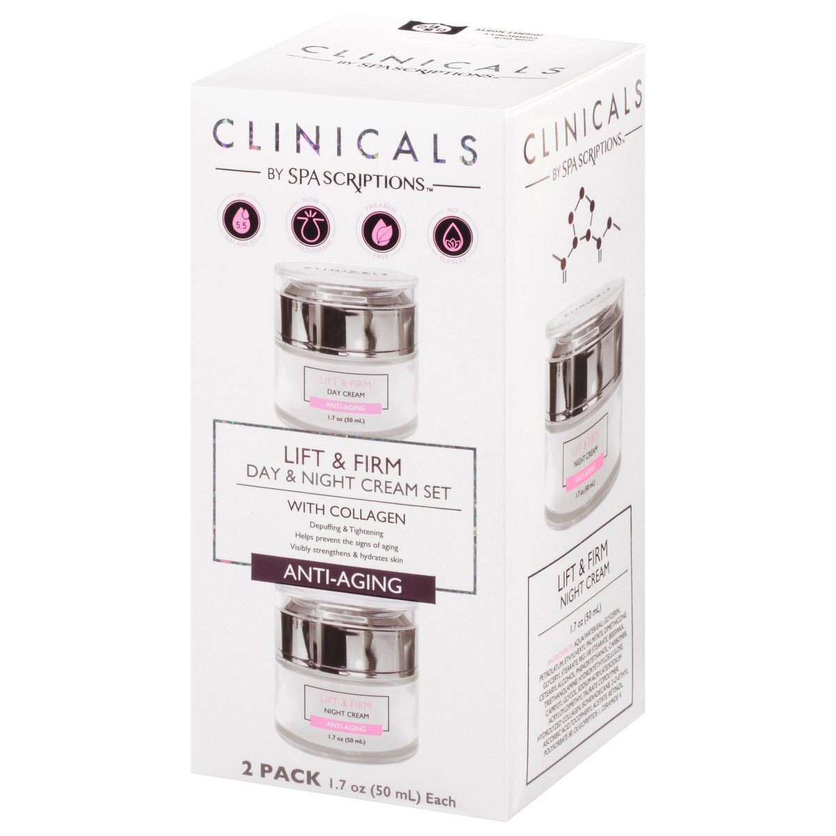 slide 7 of 9, Spascriptions Clinicals Anti-Aging Lift & Firm Day & Night Cream Set with Collagen 2 ea, 2 ct