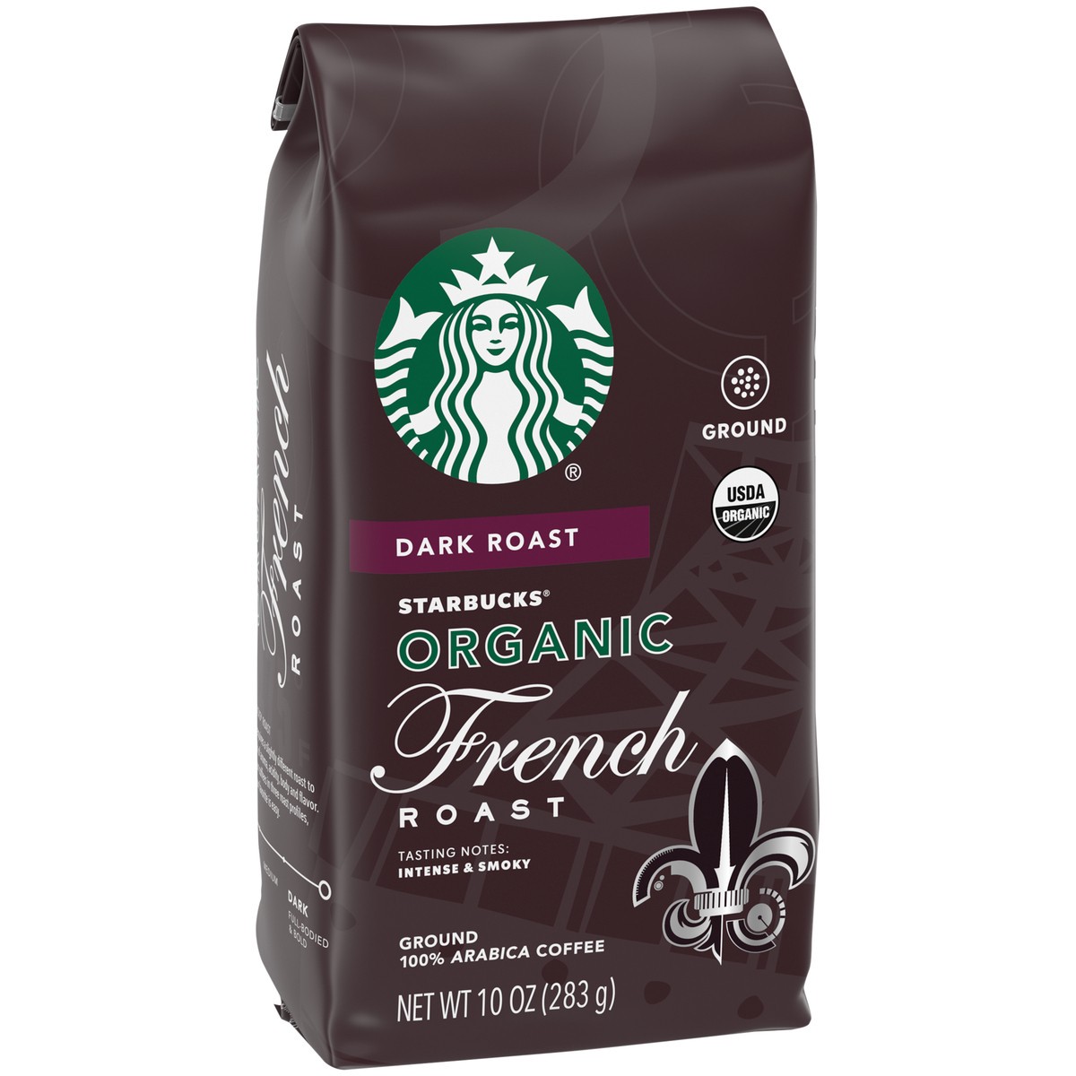 slide 7 of 9, Starbucks Ground Coffee—Dark Roast Coffee—Organic French Roast—100% Arabica—1 bag - 10 oz, 10 oz