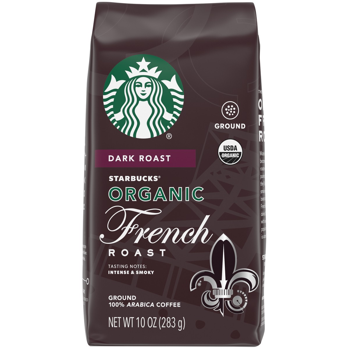 slide 4 of 9, Starbucks Ground Coffee—Dark Roast Coffee—Organic French Roast—100% Arabica—1 bag - 10 oz, 10 oz