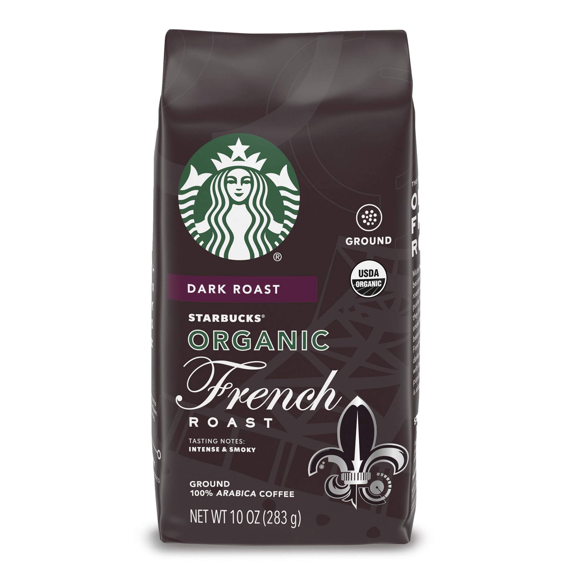 slide 1 of 9, Starbucks Ground Coffee—Dark Roast Coffee—Organic French Roast—100% Arabica—1 bag - 10 oz, 10 oz