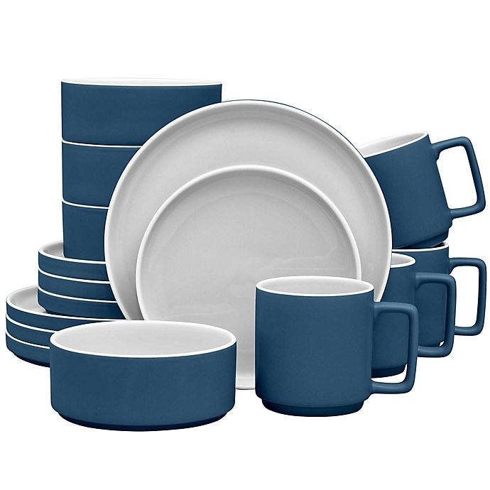 slide 1 of 3, Noritake ColorTrio Stax Dinnerware Set - Blue/Grey, 16 ct