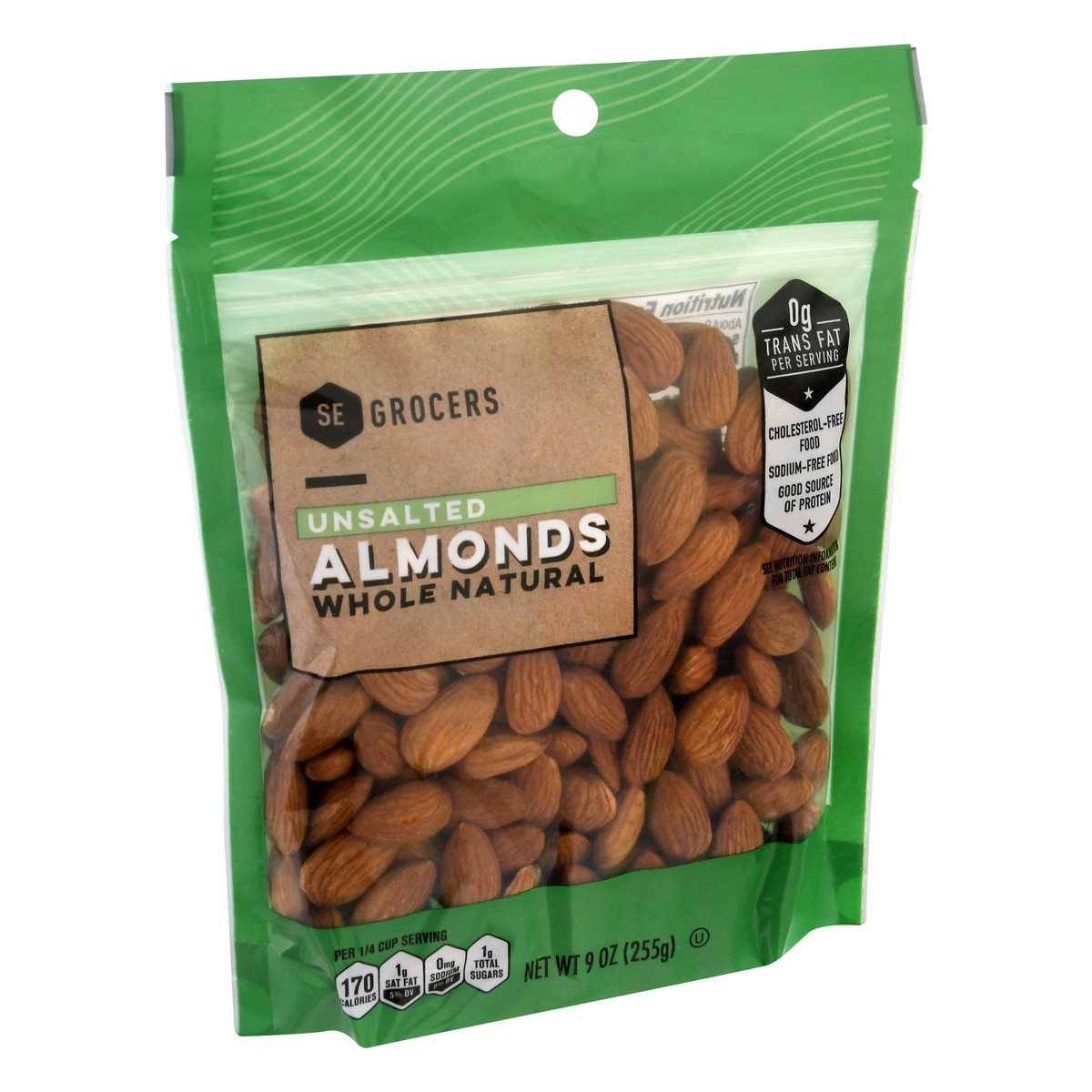 slide 2 of 10, SE Grocers Unsalted Almonds Whole Natural, 9 oz