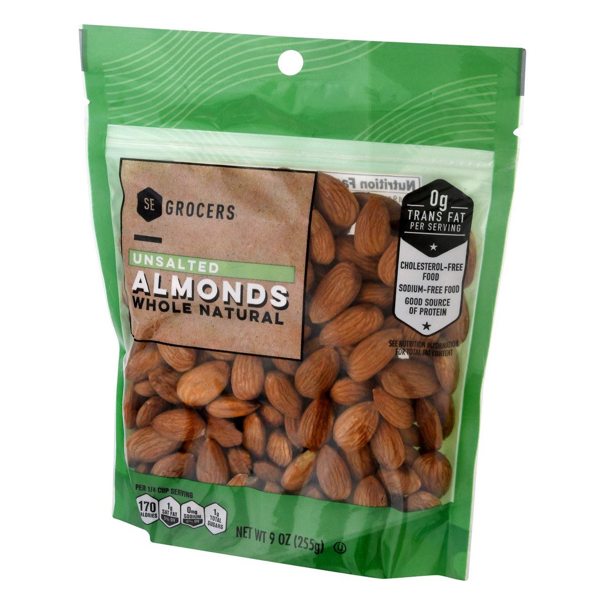 slide 3 of 10, SE Grocers Unsalted Almonds Whole Natural, 9 oz