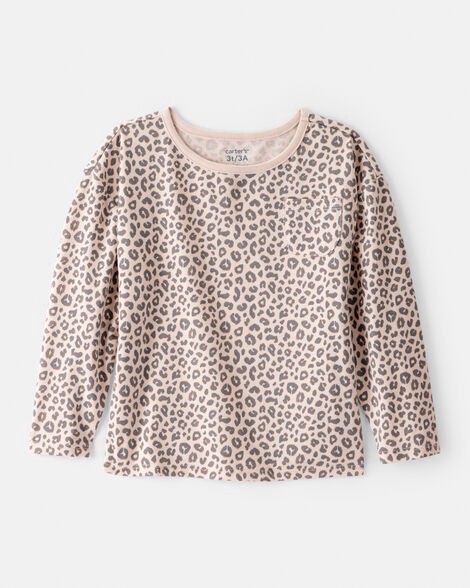 slide 1 of 2, Carter's Toddler Girl Leopard Print Long-Sleeve Top - Brown Brown 3T, 1 ct
