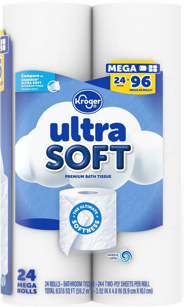 slide 3 of 4, Kroger Ultra Soft Mega Roll Toilet Paper, 24 ct