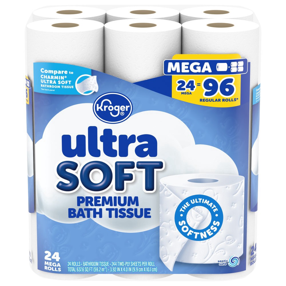 slide 4 of 4, Kroger Ultra Soft Mega Roll Toilet Paper, 24 ct
