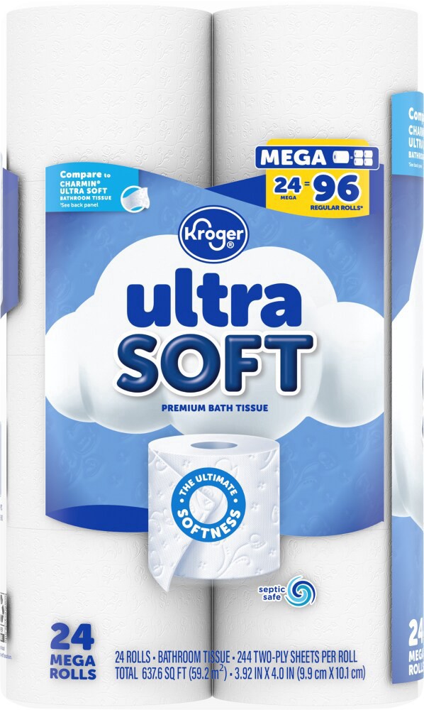 slide 2 of 4, Kroger Ultra Soft Mega Roll Toilet Paper, 24 ct