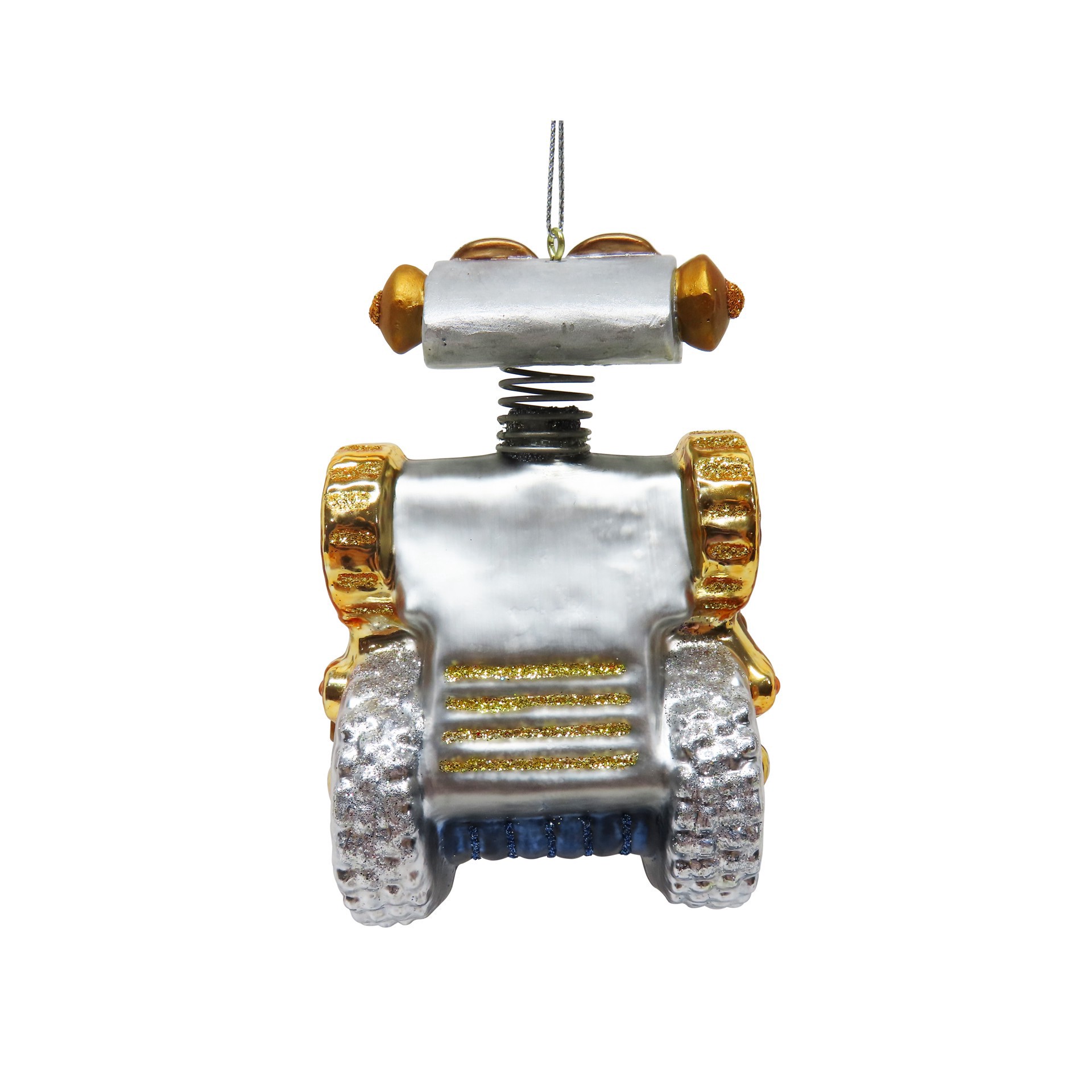 slide 3 of 4, 4.25" Gold & Silver Robot Glass Ornament By Ashland, 3.25 in x 2.3 in x 4.25 in