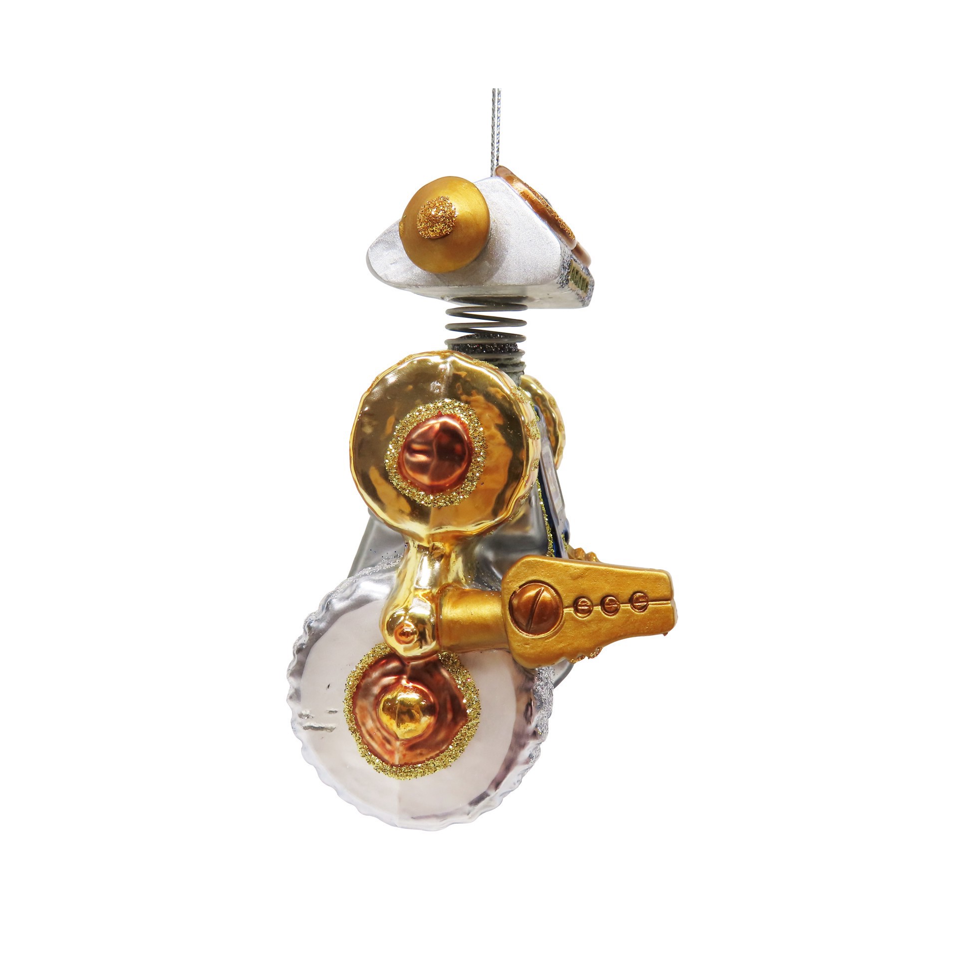 slide 2 of 4, 4.25" Gold & Silver Robot Glass Ornament By Ashland, 3.25 in x 2.3 in x 4.25 in