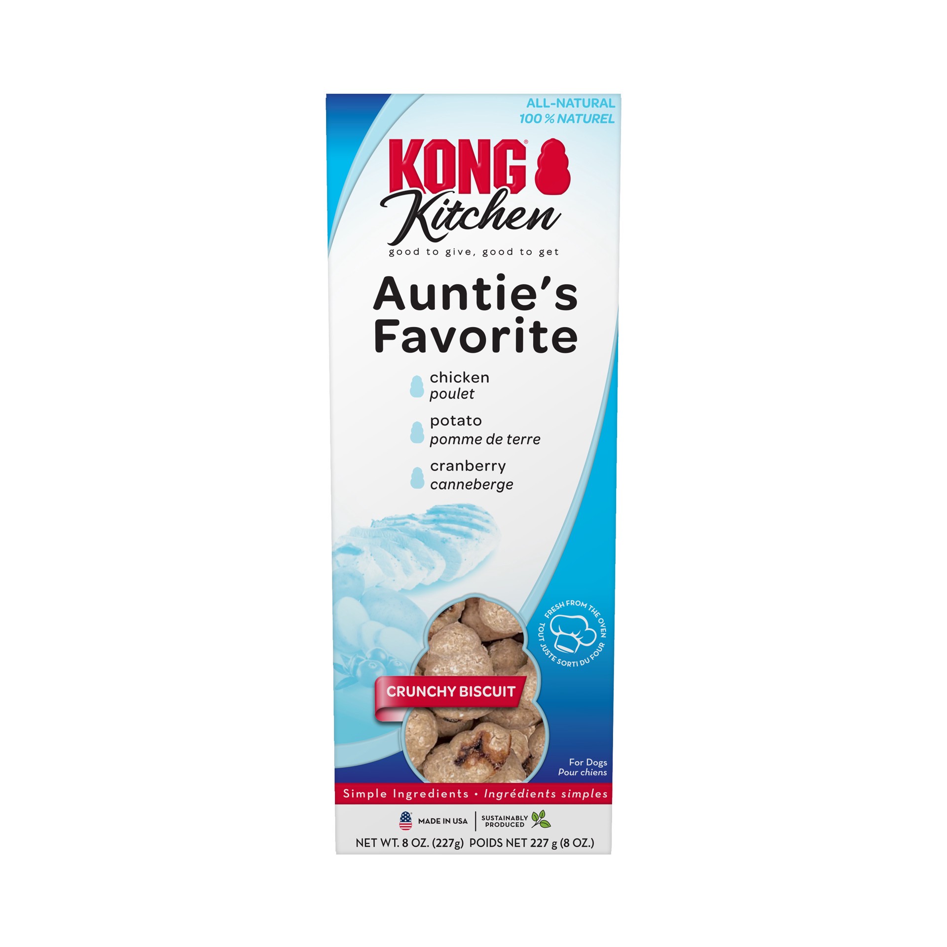 slide 1 of 1, KONG Kitchen Crunchy Biscuit Auntie's Favorite 8 oz, 1 ct
