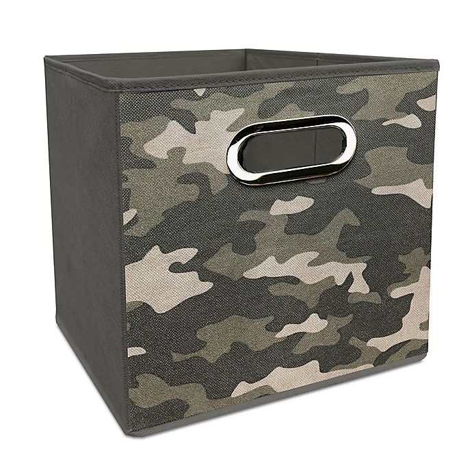 slide 1 of 1, Simply Essential Camouflage Print Collapsible Bin - Grey, 11 in