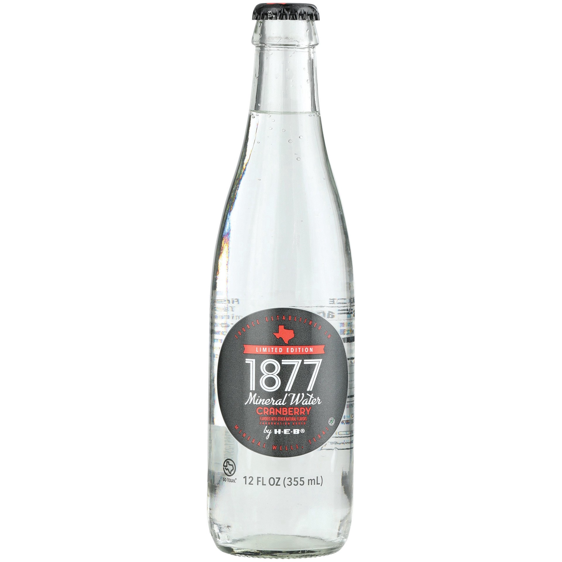 slide 1 of 1, H-E-B 1877 Cranberry Sparkling Mineral Water, 12 oz
