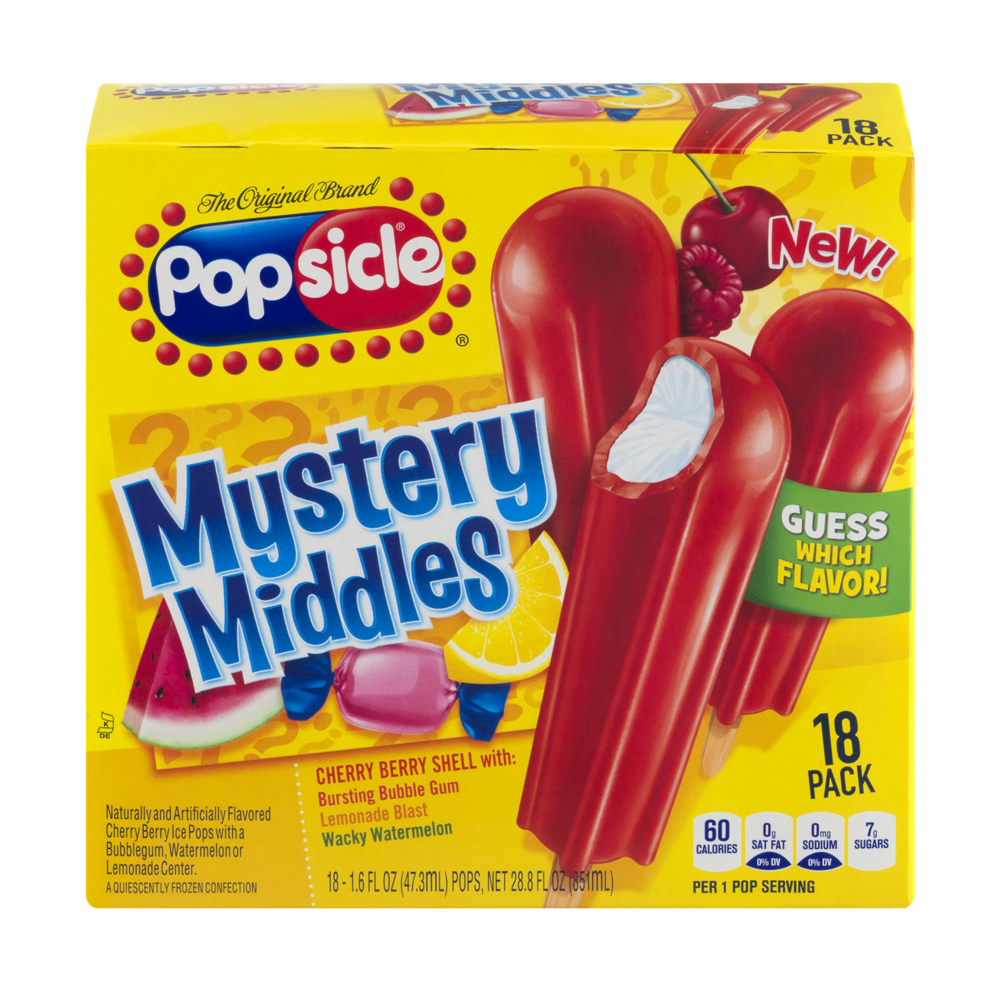 slide 1 of 1, Popsicle Mystery Middles Cherry Berry Shell Ice Pops, 18 ct