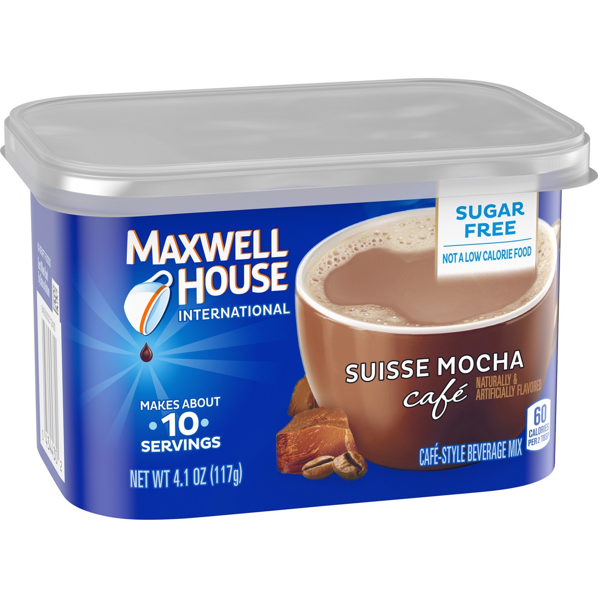 slide 3 of 9, Maxwell House International Suisse Mocha Café-Style Sugar Free Instant Coffee Beverage Mix, 4.1 oz. Canister, 4.1 oz