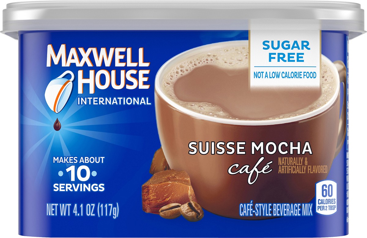 slide 7 of 9, Maxwell House International Suisse Mocha Café-Style Sugar Free Instant Coffee Beverage Mix, 4.1 oz. Canister, 4.1 oz