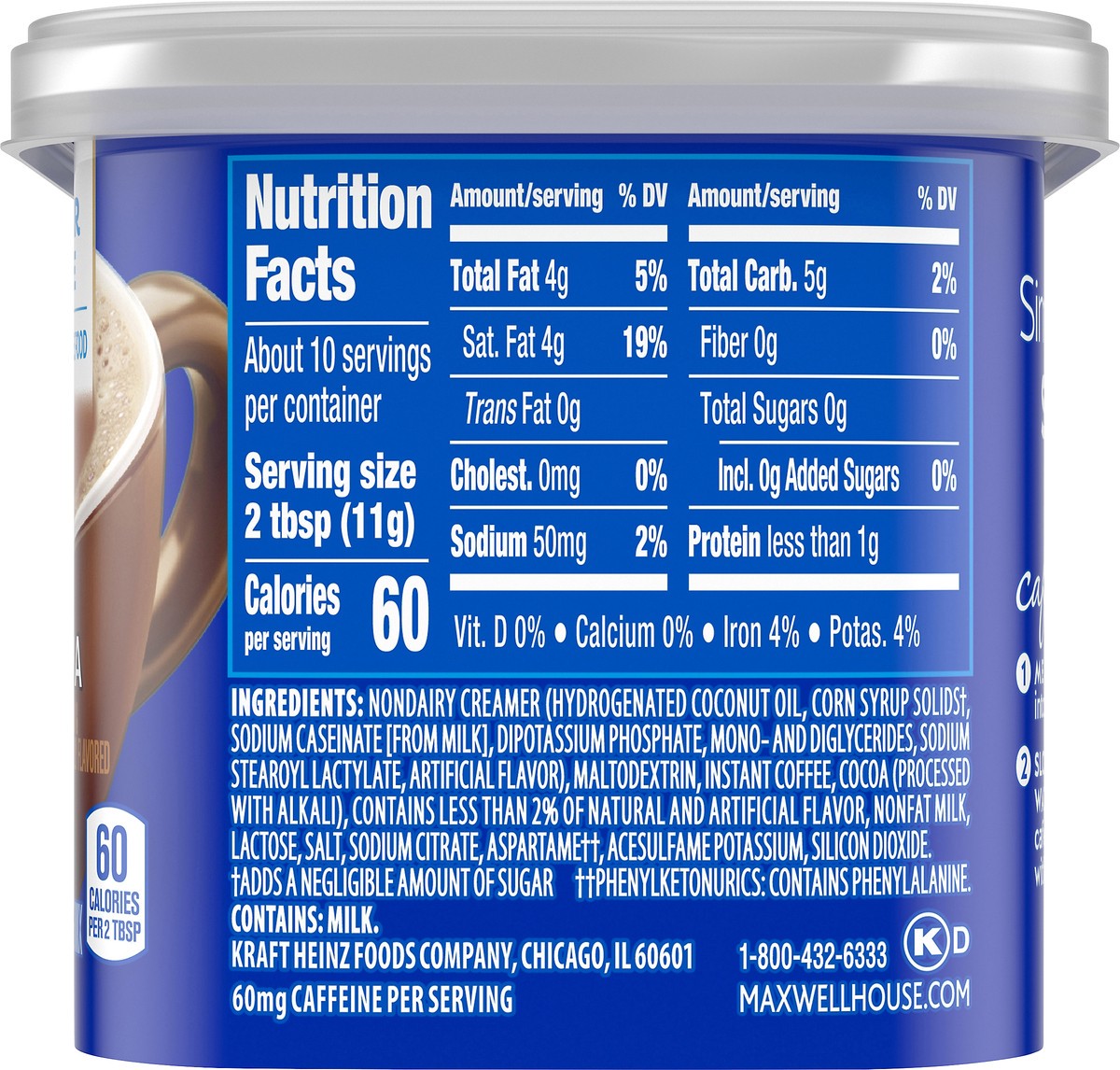 slide 6 of 9, Maxwell House International Suisse Mocha Café-Style Sugar Free Instant Coffee Beverage Mix, 4.1 oz. Canister, 4.1 oz