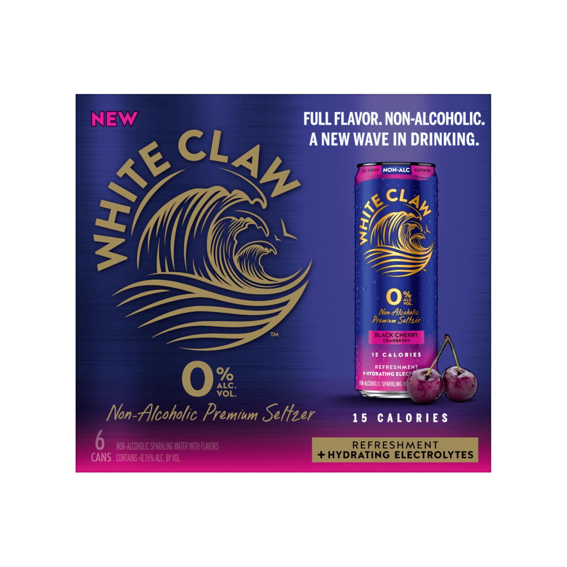 slide 7 of 10, White Claw Zero Proof Black Cherry Cranberry, 6 Pack, 12 fl oz Cans, 6 ct; 12 oz