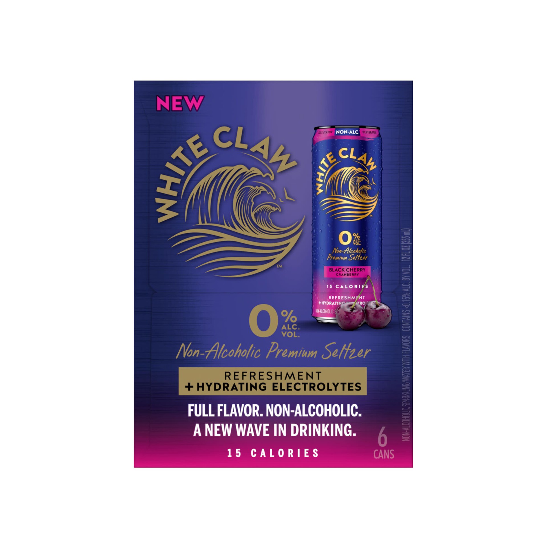 slide 10 of 10, White Claw Zero Proof Black Cherry Cranberry, 6 Pack, 12 fl oz Cans, 6 ct; 12 oz