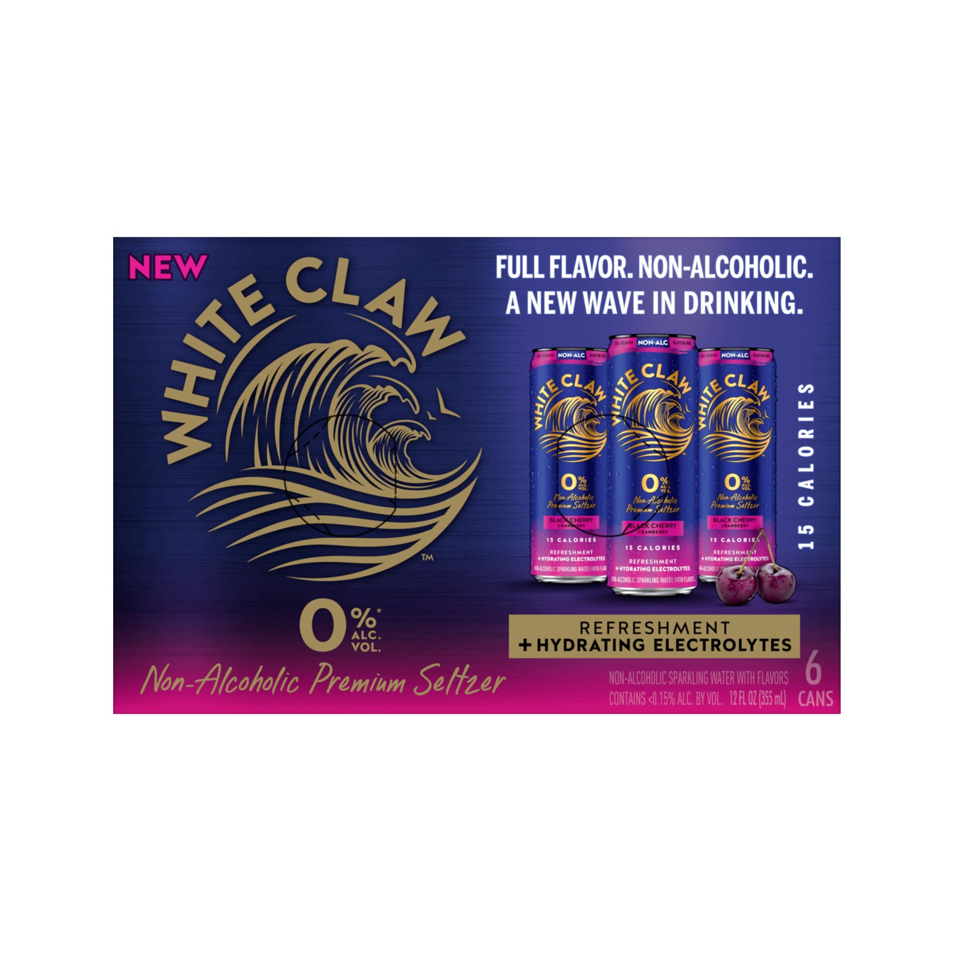 slide 5 of 10, White Claw Zero Proof Black Cherry Cranberry, 6 Pack, 12 fl oz Cans, 6 ct; 12 oz