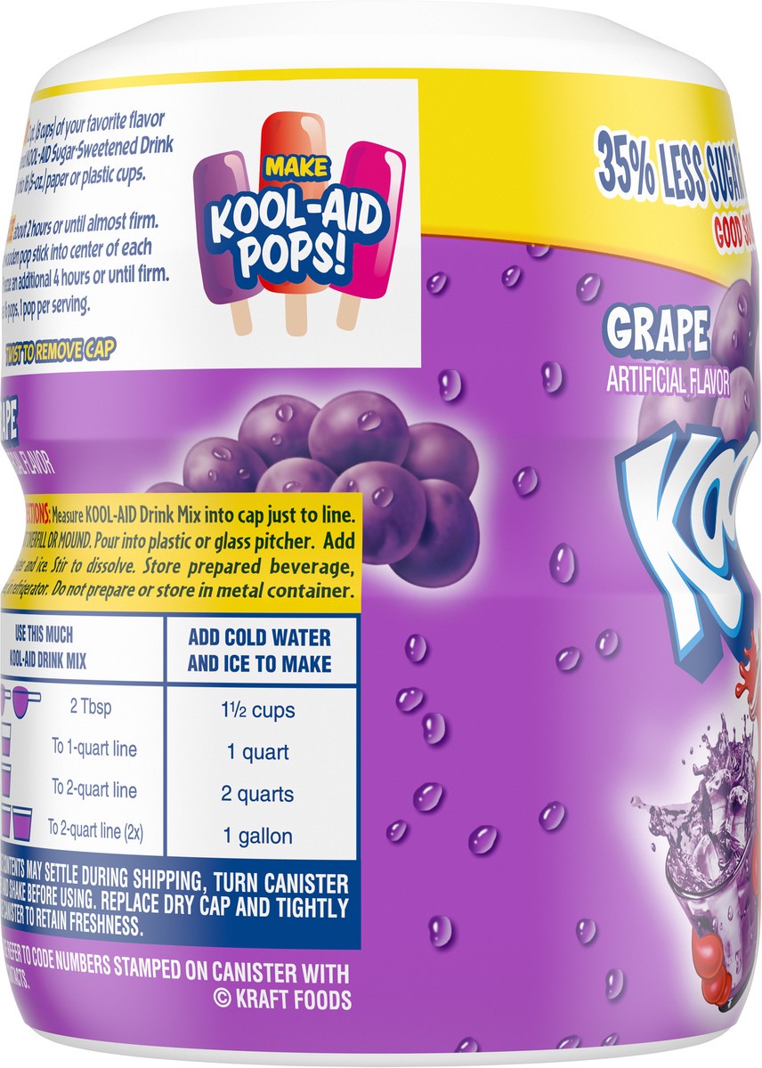 slide 6 of 9, Kool-Aid Sugar-Sweetened Grape Artificially Flavored Powdered Soft Drink Mix, 19 oz Canister, 