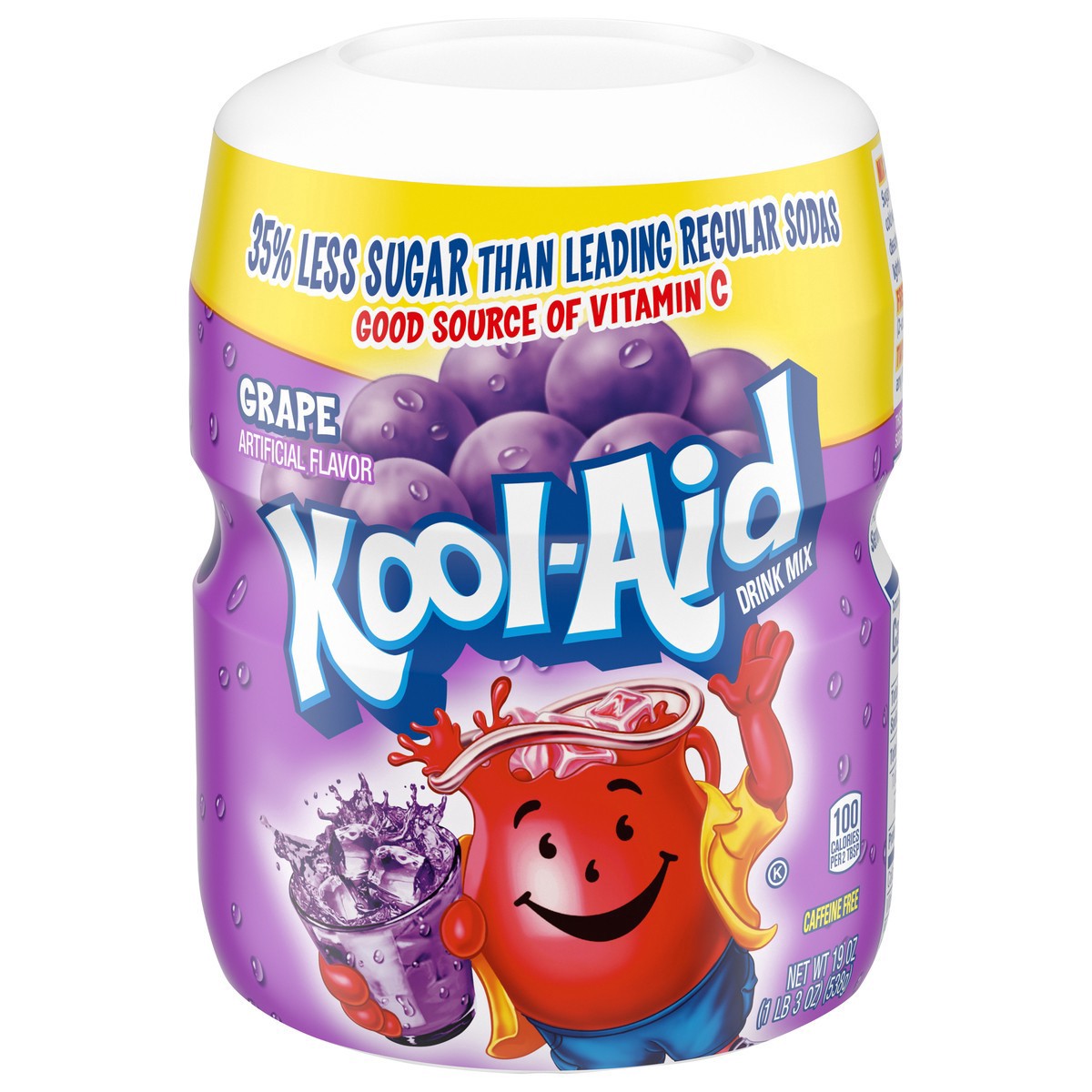 slide 1 of 9, Kool-Aid Sugar-Sweetened Grape Artificially Flavored Powdered Soft Drink Mix, 19 oz Canister, 