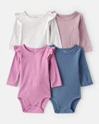 Carter's Baby Girl 4-Pack Long-Sleeve Bodysuits - Blue/Pink Multi