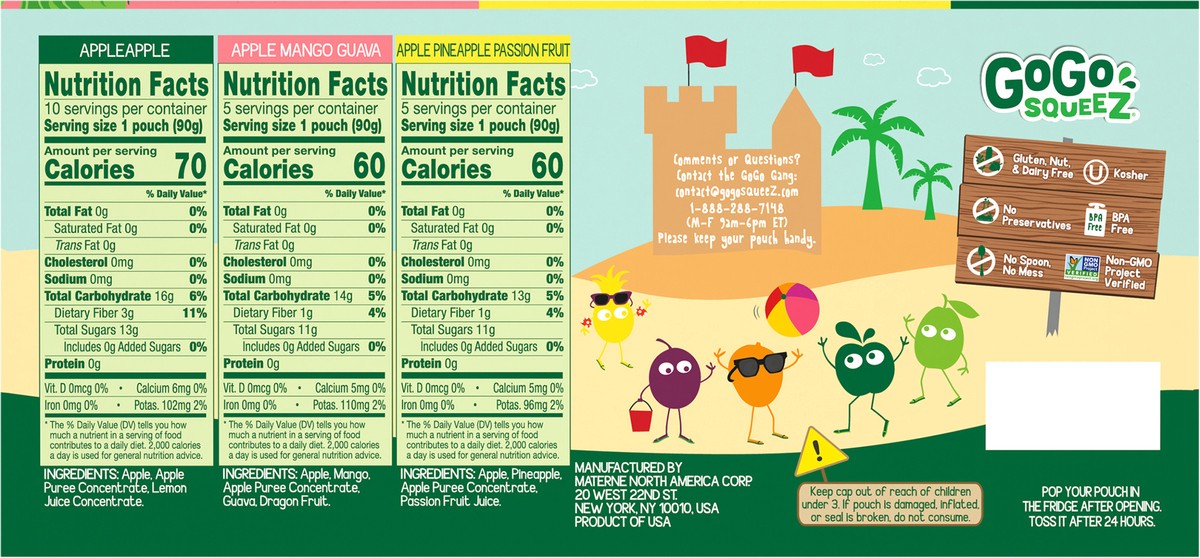 slide 3 of 11, GoGo Squeez Applesauce Tropical- Fruit Variety / Pouches, 20 ct