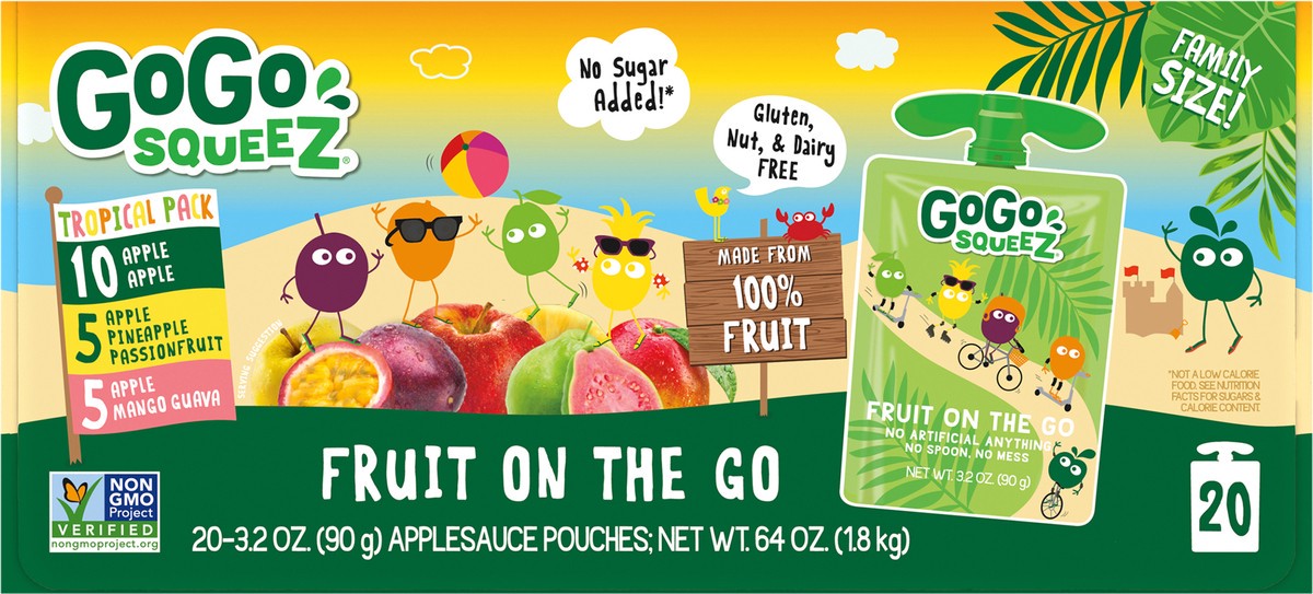 slide 7 of 11, GoGo Squeez Applesauce Tropical- Fruit Variety / Pouches, 20 ct