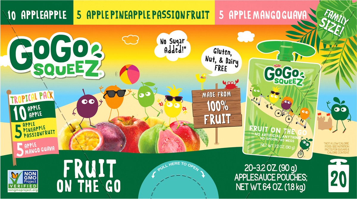 slide 5 of 11, GoGo Squeez Applesauce Tropical- Fruit Variety / Pouches, 20 ct