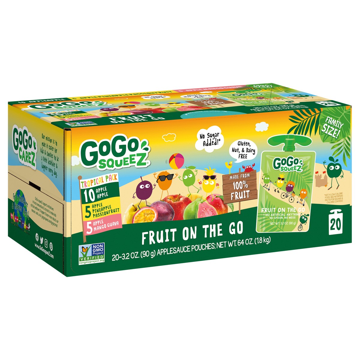 slide 4 of 11, GoGo Squeez Applesauce Tropical- Fruit Variety / Pouches, 20 ct