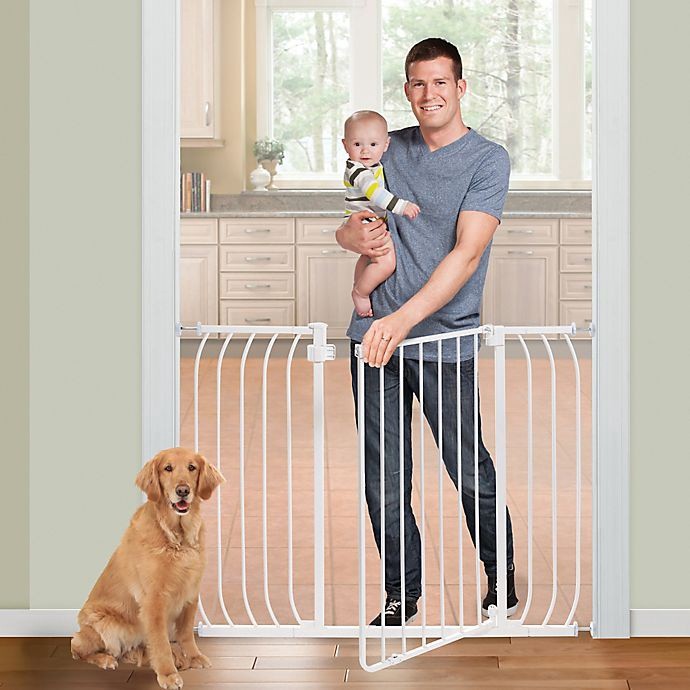 slide 3 of 6, Summer Infant Walk Thru Extra Tall Baby Gate (White Metal), 1 ct