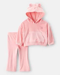 Carter's Baby Girl Bear Velour Hoodie & Pant Set - Pink Pink 12M
