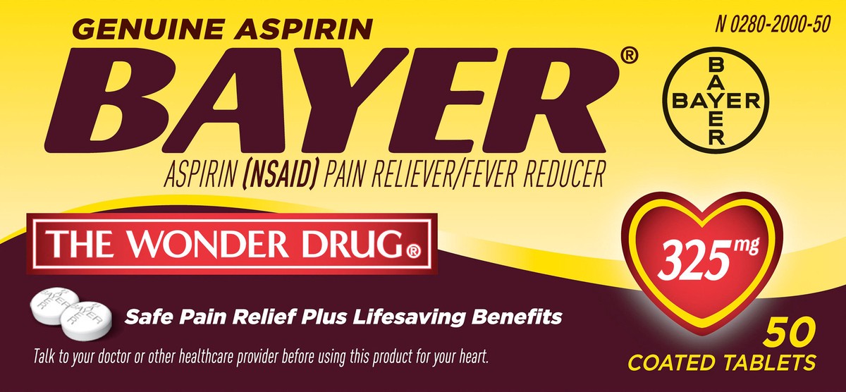 slide 4 of 7, Bayer Coated Tablets 325 mg Aspirin 50 ea Box, 50 ct