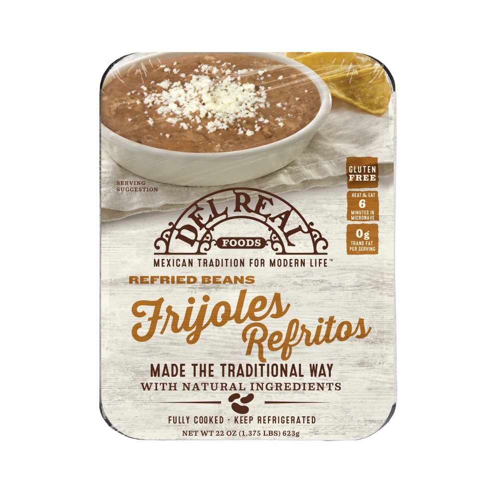 slide 1 of 1, Del Real Foods Refried Beans 22 oz, 22 oz