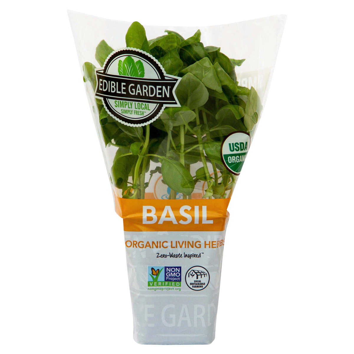 slide 1 of 5, Edible Garden 4" Fresh Organic Potted Basil, 4 in