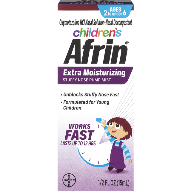 slide 1 of 1, Afrin Children's Extra Moisturizing Stuffy Nose Spray, 0.5 oz
