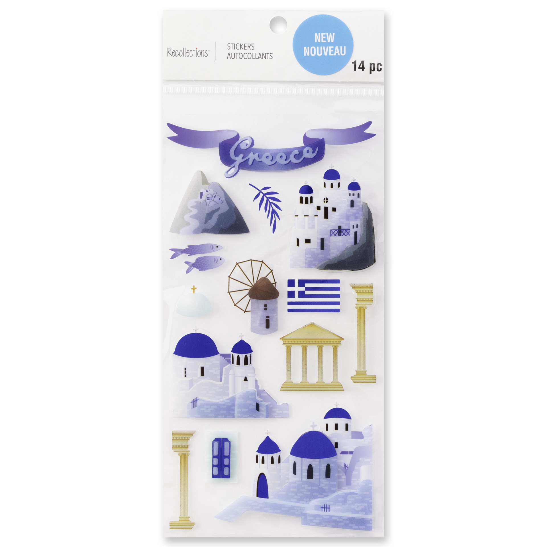 slide 3 of 6, Greece Dimensional Stickers By Recollections, 3.875 in x 7 in