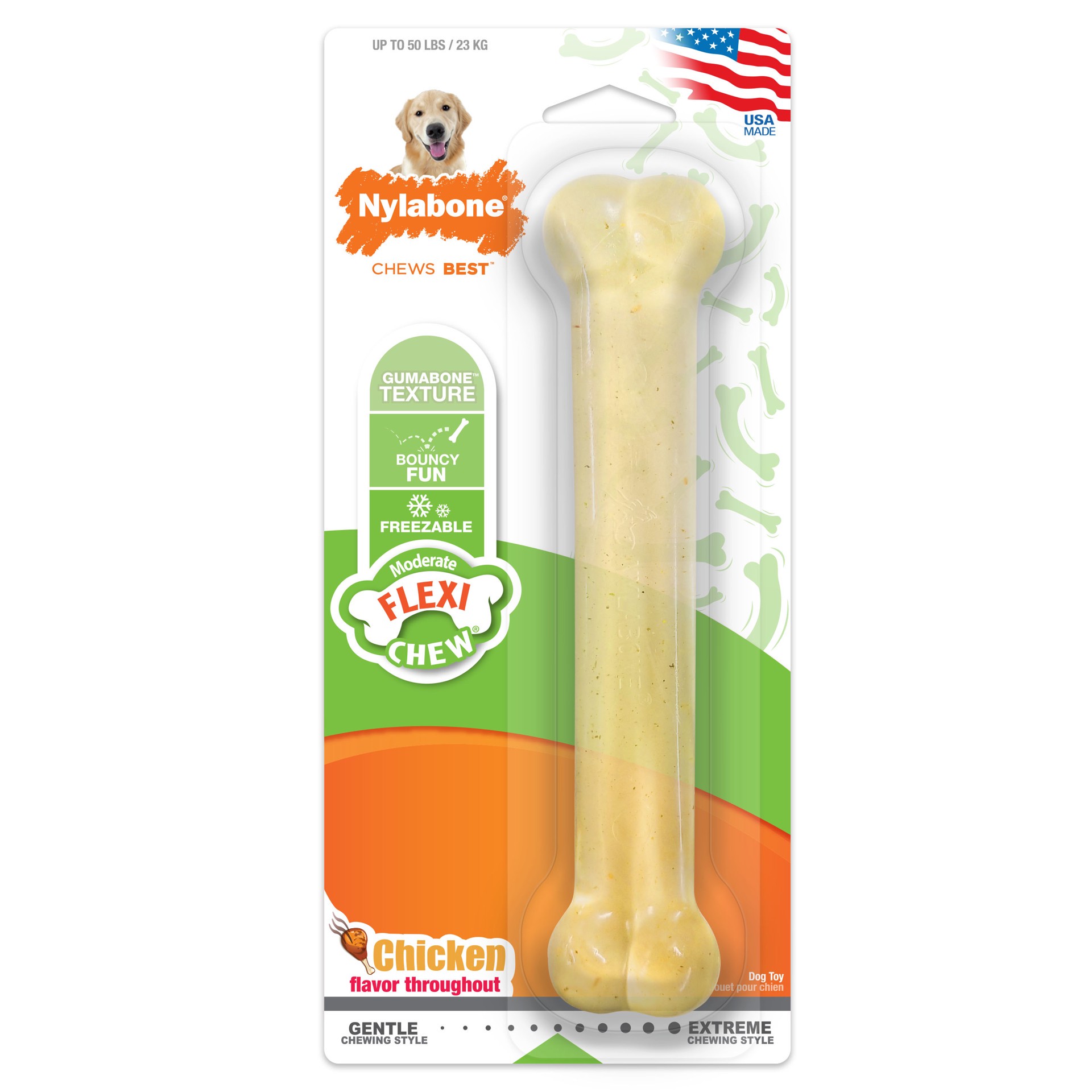 slide 1 of 10, Nylabone Flexi Chew Bone Chicken Giant, 3.96 oz; MED