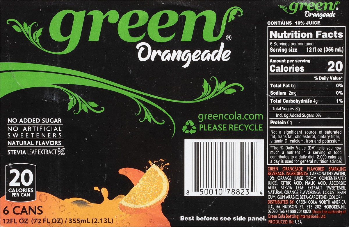 slide 3 of 9, Green Cola Orangeade - 6 ct, 6 ct; 12 oz