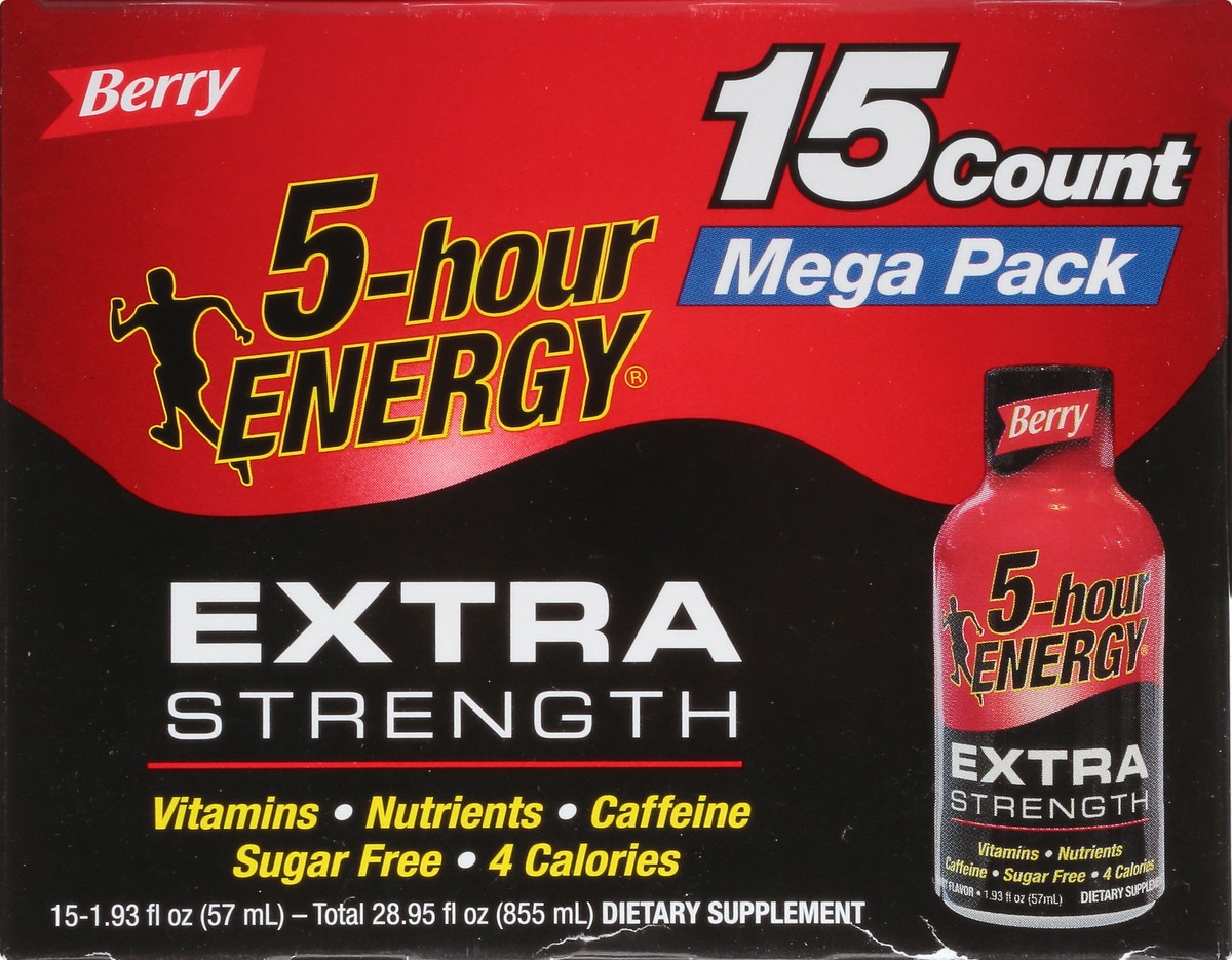 slide 12 of 14, 5-hour ENERGY Shot, Extra Strength, Berry, 15 ct