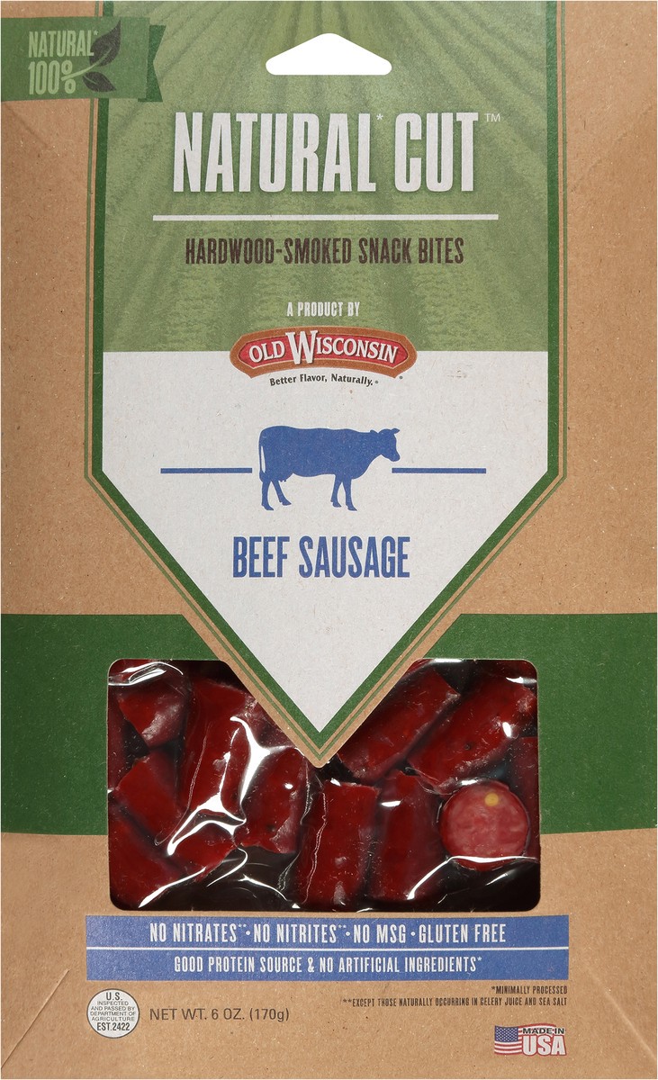 slide 2 of 9, Old Wisconsin Natural Cut Hardwood-Smoked Beef Sausage Snack Bites 6 oz. Pack, 6 oz