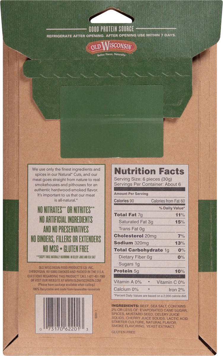 slide 8 of 9, Old Wisconsin Natural Cut Hardwood-Smoked Beef Sausage Snack Bites 6 oz. Pack, 6 oz