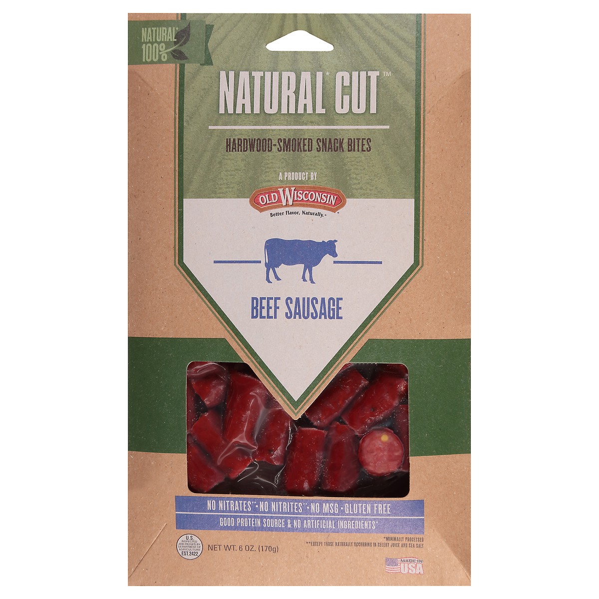 slide 4 of 9, Old Wisconsin Natural Cut Hardwood-Smoked Beef Sausage Snack Bites 6 oz. Pack, 6 oz