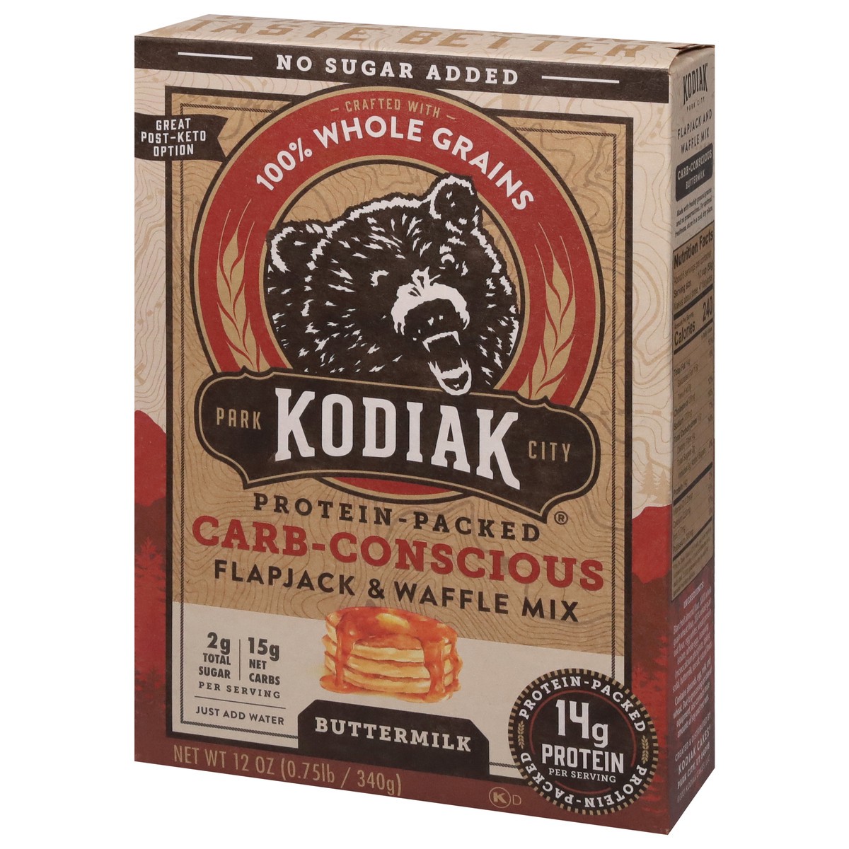 slide 3 of 9, Kodiak Cakes Cakes Carb Conscious Buttermilk Flapjack Mix, 12 oz